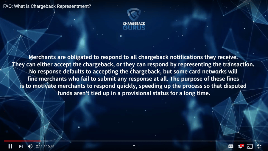 Chargeback notification requirements