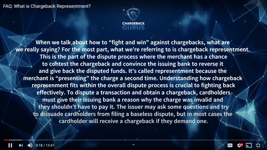 How chargeback represent works