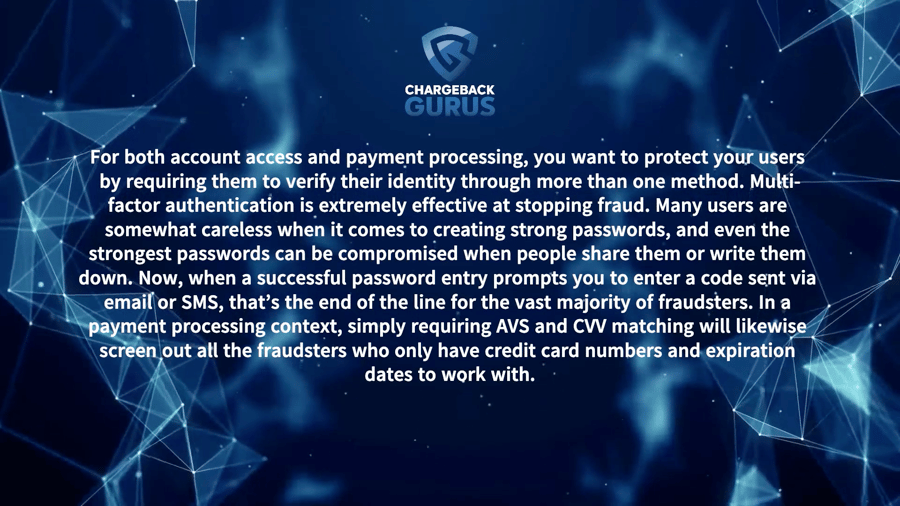 Multi-factor authentication chargebacks