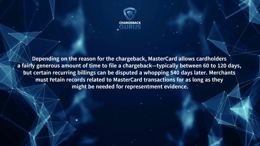 MasterCard chargeback time limits