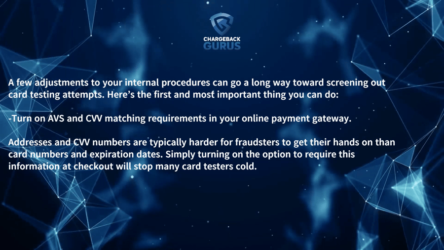 card testing fraud and AVS Matching