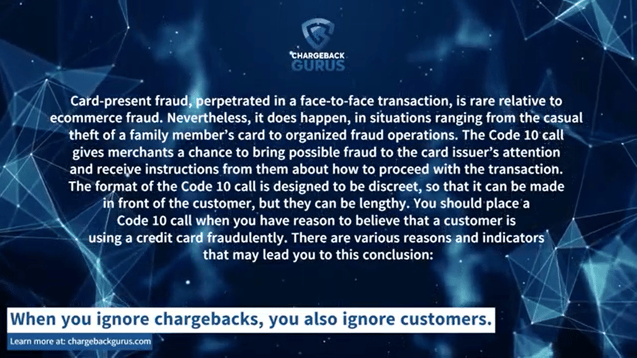 Code 10 and Card-present fraud