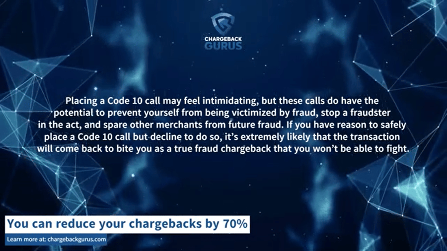 Code 10 authorizations and chargebacks
