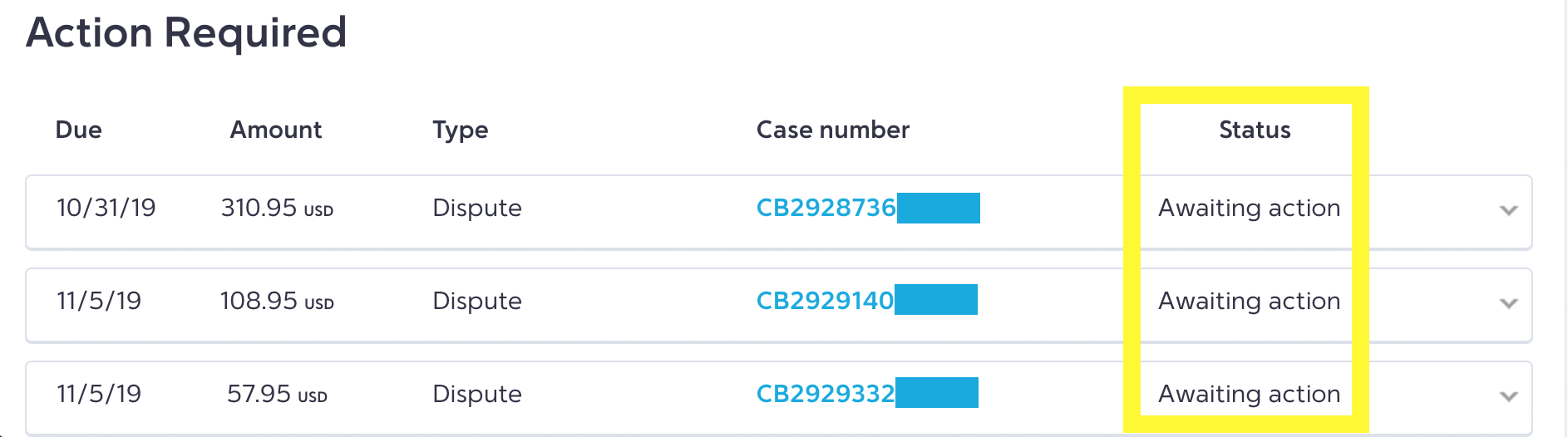 Bank of America Chargebacks - Business Track - My Client Line - Action Required